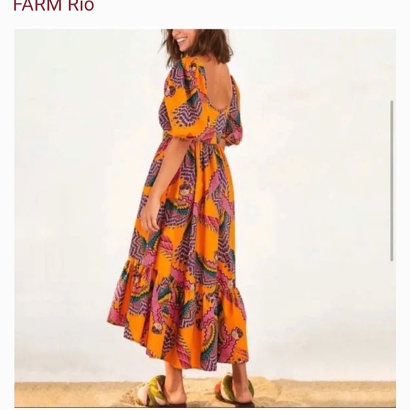 Farm Rio Macaw Print Puff Sleeve Dress - Picture 2 of 5